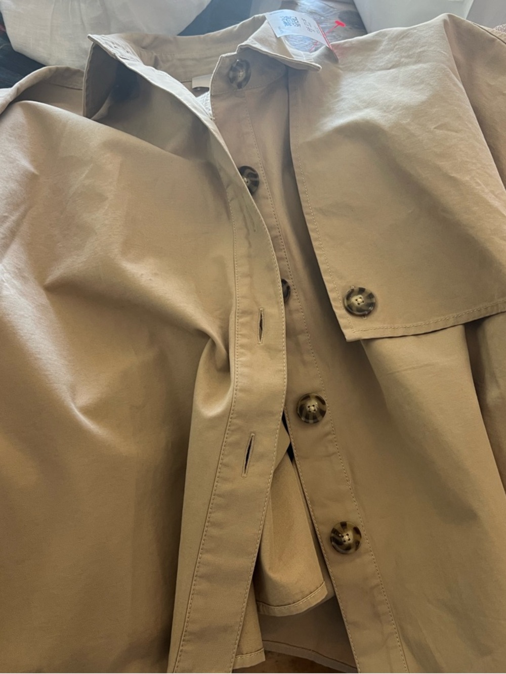 NWT LOFT Cape Style Trench Jacket XS Tan Minimalist Capsule Chic - Picture 3 of 7
